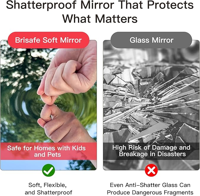 brisafe Full Length Mirror with 360° Wheels, 79"x79" Foldable Floor Mirror with Nano-Tech Shatterproof Film - Ultra-Large Mobile Mirror for Home Gym, Dance Studio & Commercial Spaces (Black)