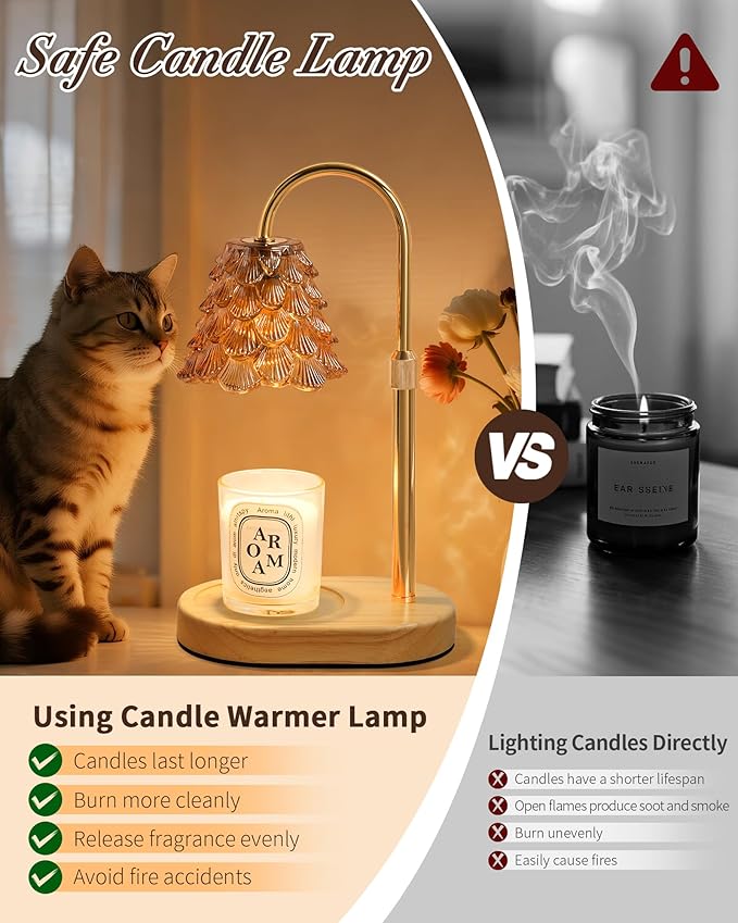 Seniny Electric Candle Warmer Lamp - with Time Dimmable Adjustable Height Candle Lamp Warmer for Jar Candles,Christmas Wax Melt Wamer, Birthday Gifts for Women Mom, House Warming Gifts New Home Decor