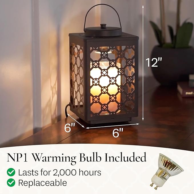 Candle Warmers Etc. Garden Candle Warmer Lantern – for Top-Down Warming & Flame-Free Fragrance