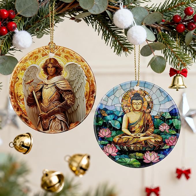 Buddha Ornament for Christmas Tree, Buddha Meditation Christmas Ornaments, Namaste Decor, Holiday Decor Gifts for Family, Friends & Yoga Lovers, Gift Exchange & Gift Idea, Giftbox Included