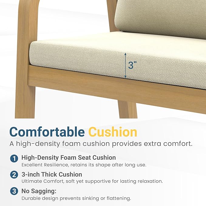 Wisteria Lane 7 Pieces Acacia Patio Dining Set for 6, Patio Dining Table and Chairs Set with Cushion, Modern Outdoor Dining Furniture Set for Lawn Backyard Garden Deck, Beige