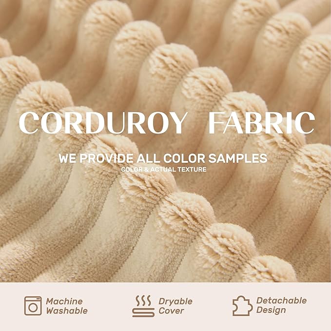 138" Modular Sofa Memory Foam Sectional Couches for Living Room, Sleeper Sofa Bed, Corduroy, Camel