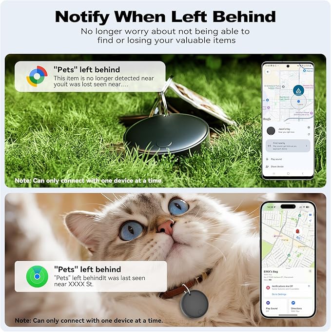 Dual System Smart Tag Tracke for iOS and Android, Smart Bluetooth Tracker Work with Apple Find My or Google Find Hub App, Keys Finder Item Locator, IP67 Waterproof (Black, 2 Pack)