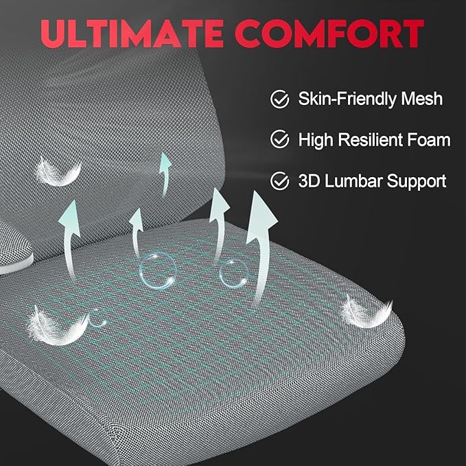 Ergonomic Office Chair - 400LB Comfy Desk Chairs with Adjustable Headrest and Lumbar Back Support, Mesh Computer Chairs with Wheels and Arms for Home Office, Study, Bedroom and Dorm (03grey)