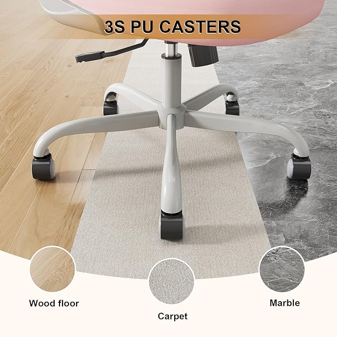 Synorla Office Chair, Ergonomic Desk Chairs 330LBS Capacity High Back Mesh Computer Chair with Flip-up Armrests, Comfy Work Chair with Adjustable Lumbar Support,Gray Pink, One Size