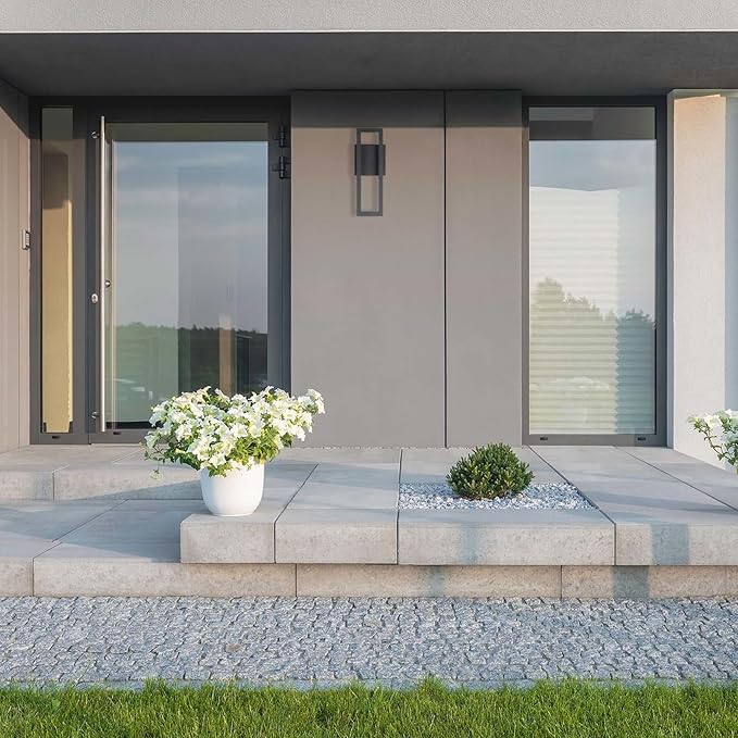 GLOBE Electric 51432 LED Integrated Outdoor Indoor Wall Sconce, Black, 17 Watts, 520 Lumens, Back Porch Lights, Front Patio, Garage Fixture, Exterior Lighting for House