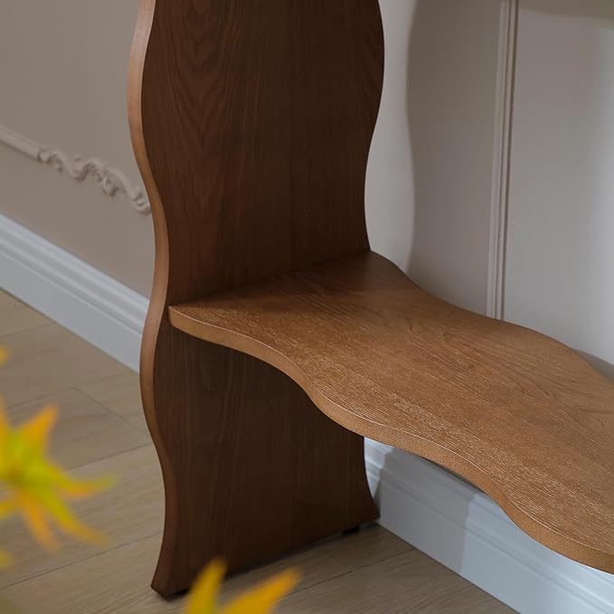 47-Inch Long Console Table, Marble Wooden Rectangular Sofa Table Behind The Couch, with Storage Shelf, Farmhouse Entryway Table for Entrance, Hallway, Living Room (Marble+Walnut)