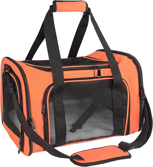 Soft Sided Carrier for Small Medium Cats Dogs,Removable Pad Collapsible Travel Pet Carrier Large Orange