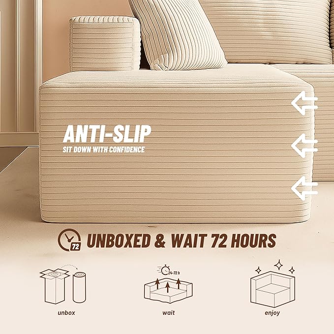 Cozy Square Ottoman, Comfortable Seating, No Assembly Required, Camel