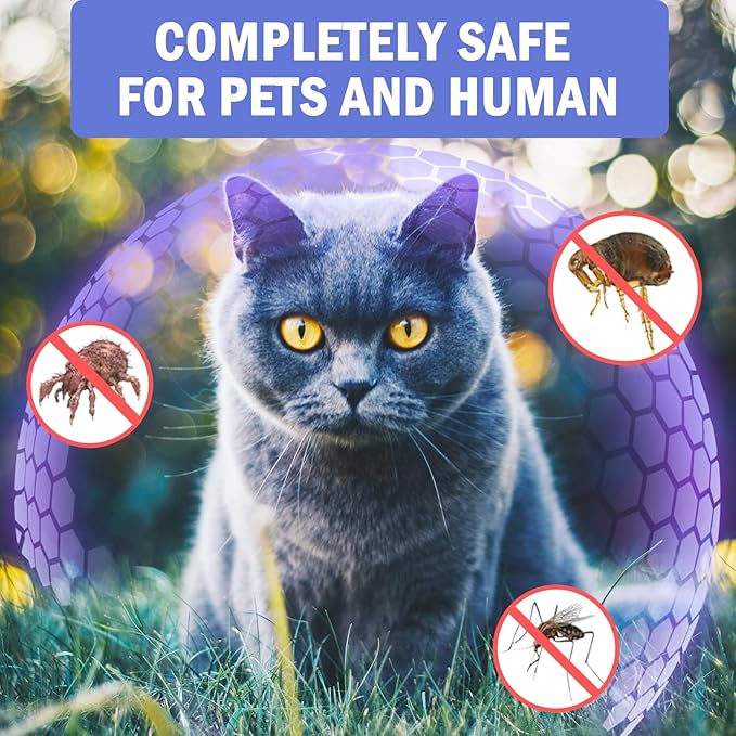 Flea and Tick Collar for Cats 2 Pack, 8 Months of Cat Flea Collar Protection 2 Collars Made with Premium Plant Based Essential Oil Waterproof and Natural Treatment Prevention Free Comb
