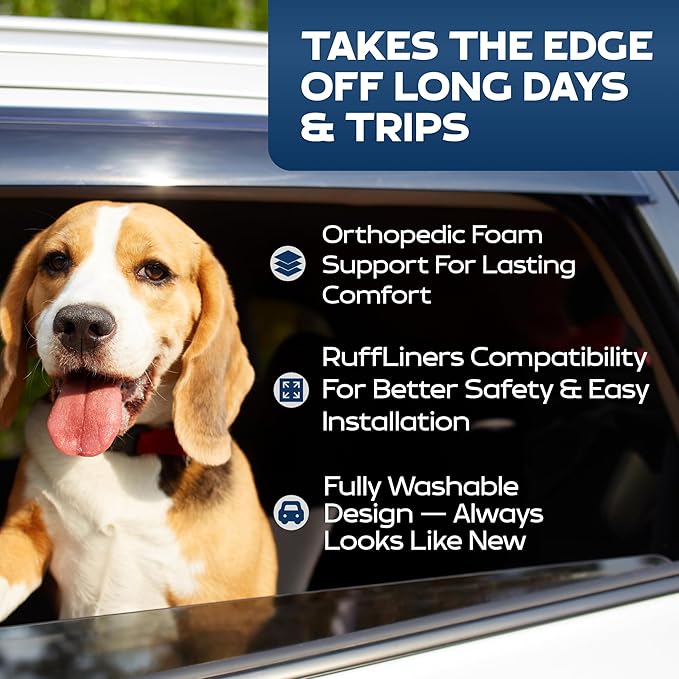 Dog Bed for Car Back Seat, Extra Large Black – As Seen on Shark Tank – Fits Large Seat Extender & XL Floor Cover – Waterproof, Machine-Washable – Dog Mat for Car with Rebound Foam Comfort