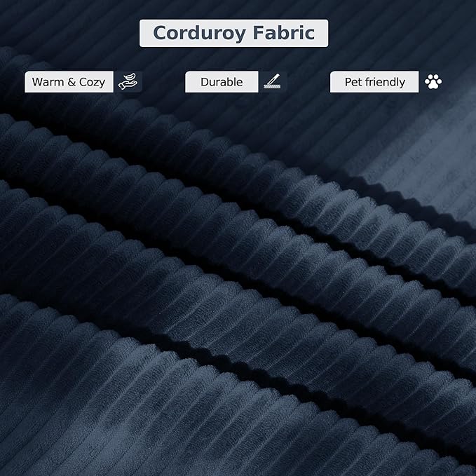 78.8''Convertible Sleeper Sofa Bed,Compressed Floor Boneless Couch,Modular Modern Corduroy Sofa for Living Room Bedroom -with Fixed-Shape Frame and Support Armrest,Easy Assembly(Dark Blue