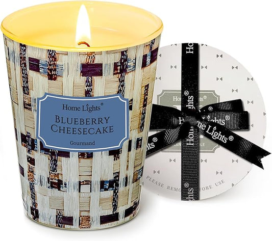 HomeLights Scented Candles for Women & Men, 6.7oz Candle Jars Aromatherapy Single Wick Candle, Ideal for Rustic Modern Home Decor and Gifts, Blueberry Cheesecake
