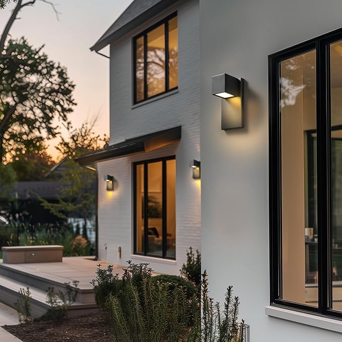 GLOBE Electric 17W Integrated LED Outdoor Wall Sconce, Matte Black, 650 Lumens, 2700K, Dimmable, Weather Resistant, 60000124