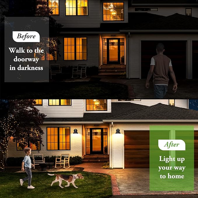 Brightever Outdoor Lanterns, 2-Pack Exterior Light Fixtures, Waterproof Anti-Rust Black Wall Mount Lights, Small E26 Socket Outside Lights for House, Front Porch, Playhouse, Garage