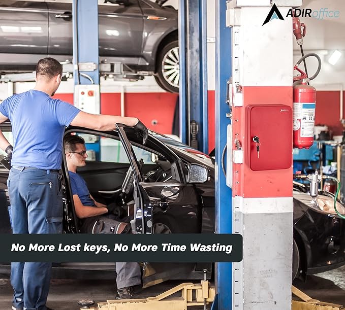 AdirOffice Key Lock Box – 48 Key Hooks Wall Mounted Key Cabinet Lock Box, Car Keys Holder Box, Lockable Key Storage Box - Metal Key Box Organizer with for Home and Office