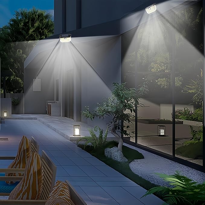 Solar Lights Outdoor 178 LED Lights with Light Reflector and 3 Lighting Modes, Motion Sensor Wall Light, IP65 Water Resistant, Solar Powered for Garden Courtyard