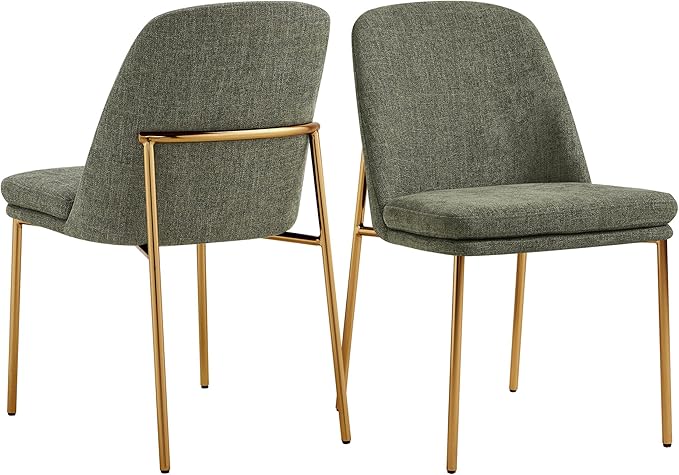 CHITA Modern Dining Chairs Set of 2, FSC Certified Metal Dining Chair for Dining Room, Moss Green