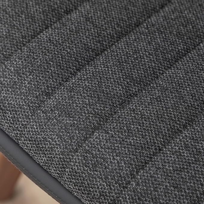 LUNLING Swivel Dining Chairs Set of 4, Mid Century Modern Gray Fabric+Faux Leather Kitchen Chairs with Arms,Bamboo Legs Side Chairs No Wheels,Accent Chair for Dining Rooms and Offices(Gray Fabric)