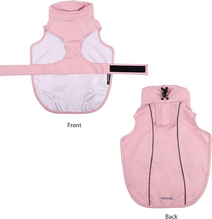 Waterproof Dog Raincoat with Reflective Strip, Adjustable Breathable Rain Coat Jacket with Leash Hole for Dogs (Pink, Small)