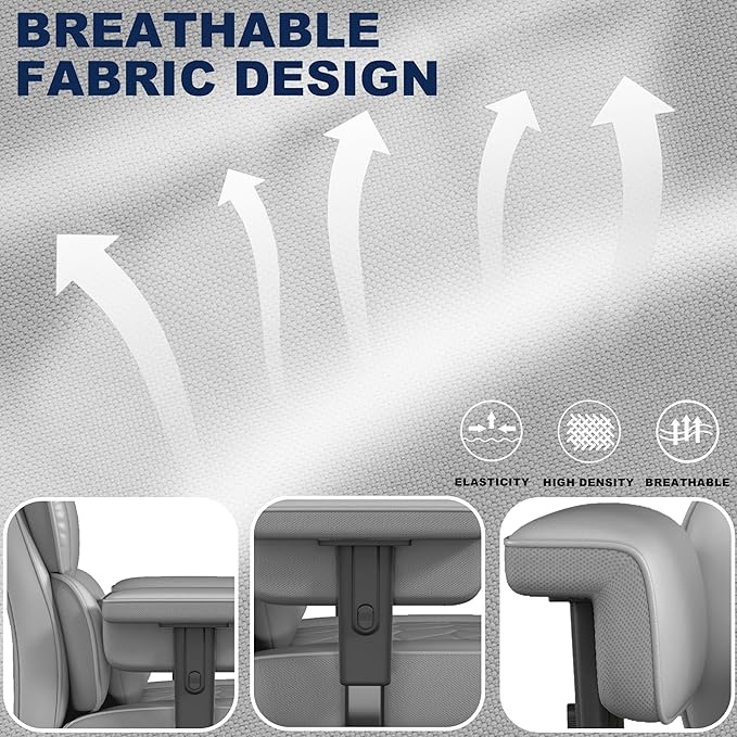 Misolant Big and Tall Office Chair with Footrest, High Back Executive Desk Chair with Adjustable Lift Armrest, 155°Recline，Lumbar Support Pillow, Faux Leather Gaming Chairs for Home or Office Gray