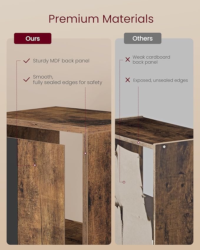 VASAGLE Custos Collection - Bookshelf, 4-Tier Bookcase, Book Shelf, Open Storage Shelf, 9.4 x 11.8 x 41.7 Inches, for Living Room, Home Office, Dining Room, Rustic Brown ULBC434K01