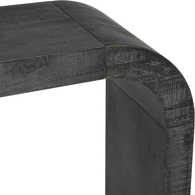 Merax Black Entryway Table Narrow, Curved Edge and Natural Texture Console Table for Living Room, Hallway and Bedroom