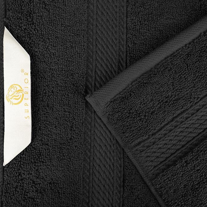 Superior Egyptian Cotton Pile Bath Sheet Set of 2, Ultra Soft Luxury Towels, Thick Plush Essentials, Absorbent Heavyweight, Guest Bath, Hotel, Spa, Home Bathroom, Shower Basics, Black