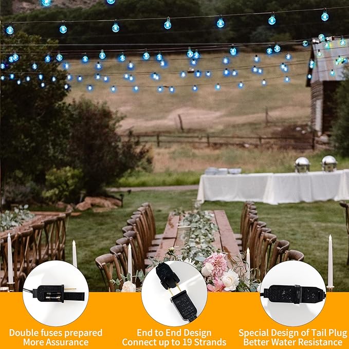 40FT LED Outdoor String Lights Waterproof, G40 LED Globe Outdoor Lighting for Patio with 27 Edison Vintage Shatterproof Bulbs, Connectable Backyard Lights for Garden, Bistro, Porch, Cafe