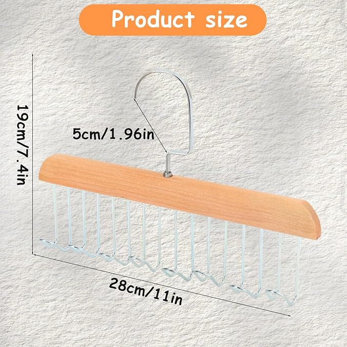 4Pcs Anti Slip Multi Hook Coat Racks,Bra Hangers for Closet Organizer with 8 Hooks 360 °Swivel Belt Hanger for Closet for Belt, Tie, Tank Top, Bra, Scarf (Brown)