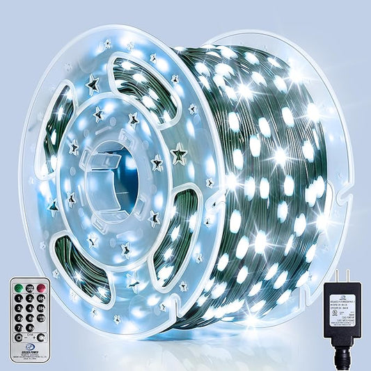 Outdoor Christmas Lights, 1200LEDs 393FT Christmas Tree String Lights, IP67 Waterproof 8 Modes Cold White Holiday Lights with Remote for House Yard Xmas Decorations