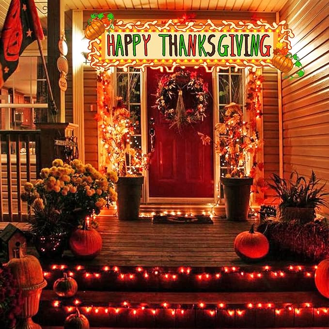 JMEXSUSS 66ft 200 LED Christmas String Lights Outdoor Indoor, Connectable Orange String Lights Clear Wire, Fall Light Plug in for Fireplace Tree Garden Patio Thanksgiving Fall Halloween Decor