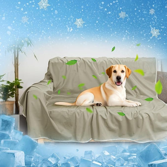 Kritter Planet Waterproof Cooling Dog Mat, Soft Pet Blanket for Summer, Lightweight Outdoor Mat, Reversible Furniture Cover Couch Sofa Bed, 50 x 60 inch, Taupe