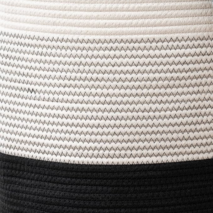 YOUDENOVA Woven Rope Laundry Hamper Basket, 72L Tall Laundry Basket, Baby Nursery Hamper for Blanket Storage in Bedroom-Large-Dark White