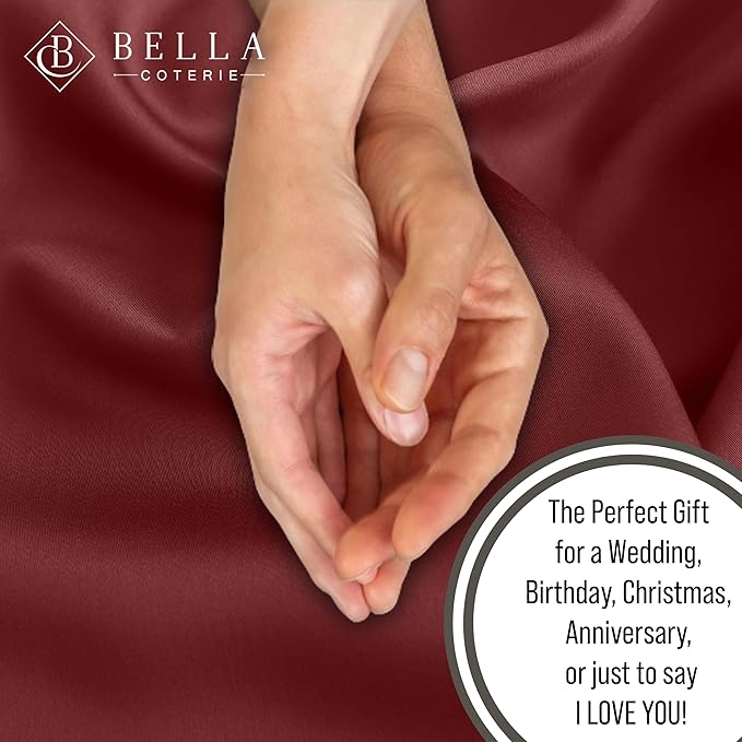 Bella Coterie Luxury Bamboo Viscose 34” Split Top King Size Sheet Set | 1 Fitted Sheet for Sleep Number & Adjustable Beds | 100% Organically Grown | Cooling & Soft | 18” Deep Pocket [Merlot]