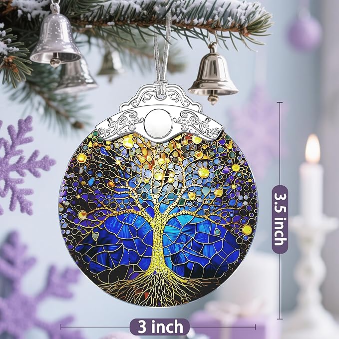 Tree of Life Stained Glass Ornament - Christmas Decorations for Tree | Christmas Ornaments | Holiday Ornament – Holiday Party Gifts | Gift Ideas | Xmas Gift