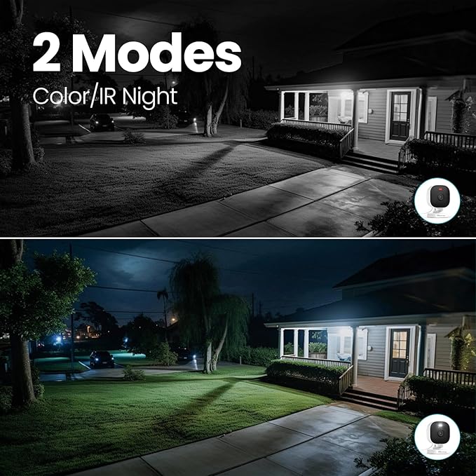 VIMTAG Upgrade 2.5K Security Camera Indoor Outdoor, 2.4G& 5G Color Night Vision Cameras for Home Security Baby Pet Dog Cat with Phone APP, Motion Detection 2-Way Audio, Work with Alexa Cloud, 2 Pack