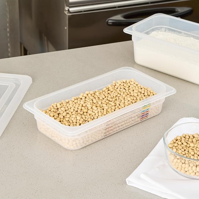 Restaurantware Food Pans Pack of 10 Plastic Rectangle Food Containers 1/3 Size with Traceability Label, Storage Containers Dishwashable Hot Cold Friendly for Restaurants Buffet Commercial Use