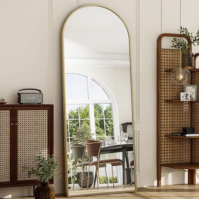 GLSLAND 26" x 71" Arched Full Length Mirror - Gold Full Body Mirror - Extra Large Floor Mirrors for Bedroom, Living Room, Bathroom