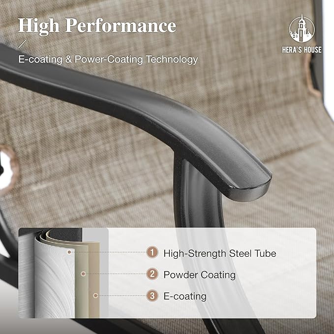 HERA'S HOUSE Premium Patio Dining Chair of 8, Rust Resistant Outdoor Chair with Textilene Padded Seat, Supports up to 350lbs with Comfort and Durability for Lawn Kitchen Garden Backyard