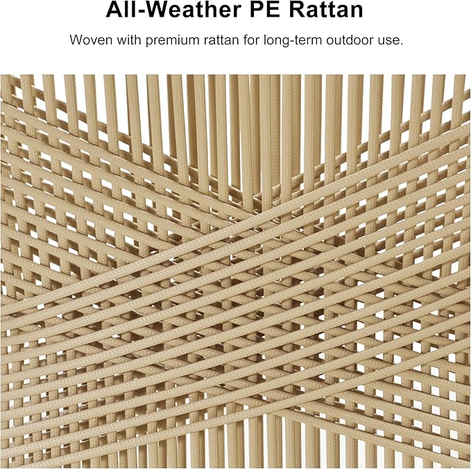 PURPLE LEAF 5 Pieces Outdoor Dining Set All-Weather PE Rattan Outdoor Patio Furniture Set with All Aluminum Frame Rectangular Table and Chairs Set for Lawn Garden Backyard Deck, Champagne