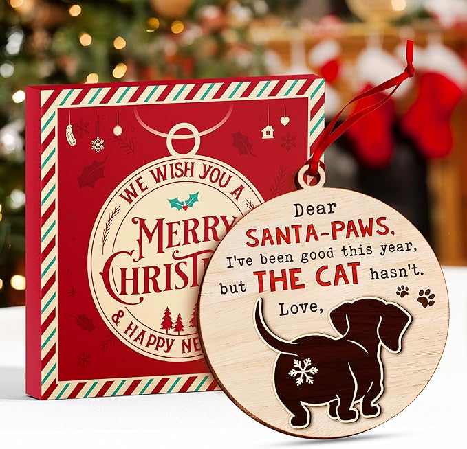 Dachshund Christmas Ornament - Festive Dog Ornaments for Christmas Tree, Uniquely Crafted Dog Lover Ornament, Ideal Dachshund Gifts Enthusiasts, Weiner Themed Ornaments