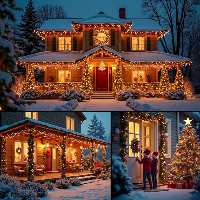 LED Christmas StringLights 20FT 100 Count, Mini Waterproof Christma String Lights, Warm White Mini LED Lights Plug in, Outdoor Christmas Lights for House, Tree Lights for Patio Garden Porch