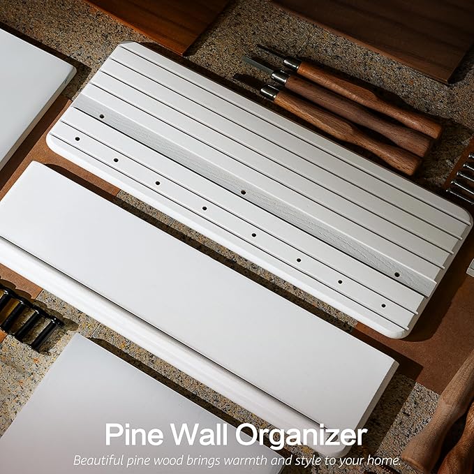 Rebee Vision Rustic Key Holder Wall Mount for Home Decor – Modern Key Hook with 8 Sturdy Hooks & Floating Shelf – Chic Wall Organizer for Entryway, Living Room, or Kitchen Decor(White)