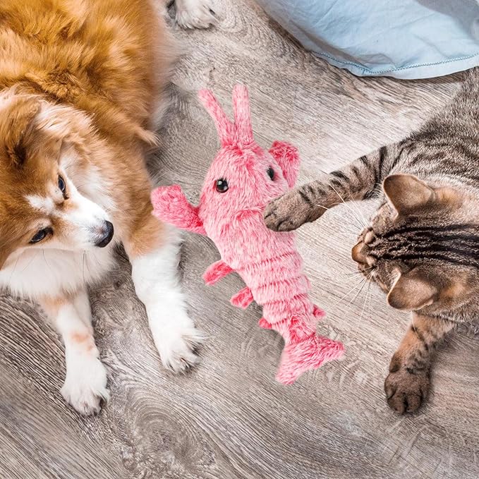 Lobster Interactive Dog Toy, Wiggly Lobster Dog Toy for Boredom, Rechargeable Floppy Interactive Jumping Lob-Ster Small Dogs - 12.7 ''