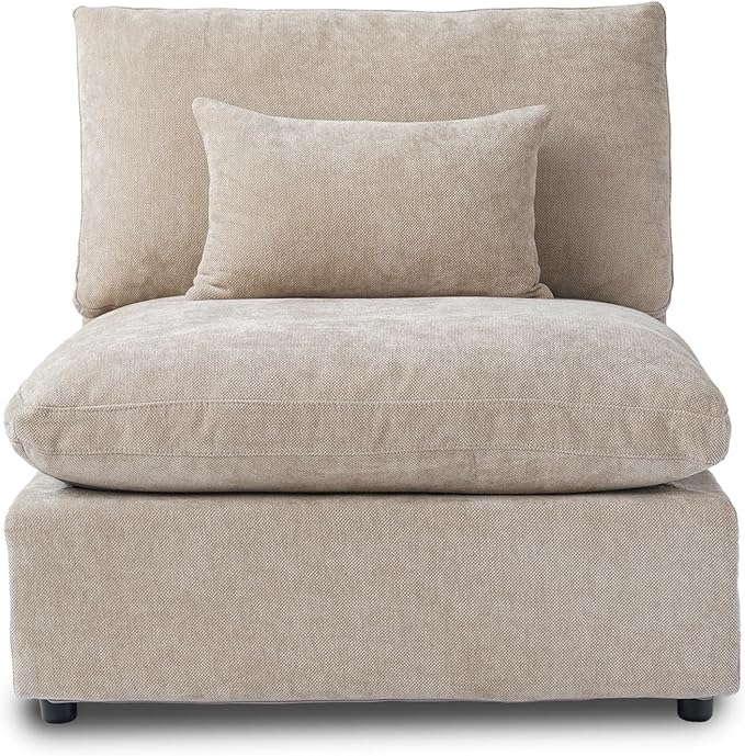 WJShome Modern Middle Module Couch for Living Room, Cushion Covers Removable, Minimalist Comfy Breathable Sofa