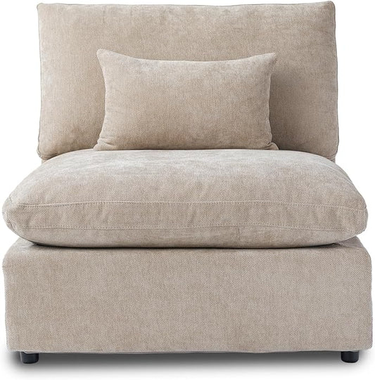 WJShome Modern Middle Module Couch for Living Room, Cushion Covers Removable, Minimalist Comfy Breathable Sofa