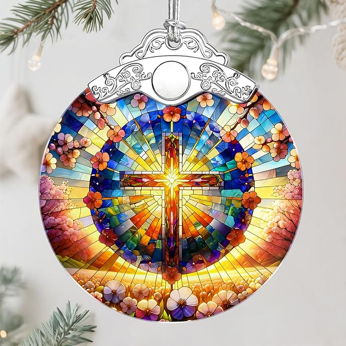 Boho Mandala Cross Ornament, Christian Christmas Ornament, Religious Christmas Decor, Christian Home Decor, Gifts for Christians, Religious Gifts, Spiritual Gift, Easter & Xmas Gift