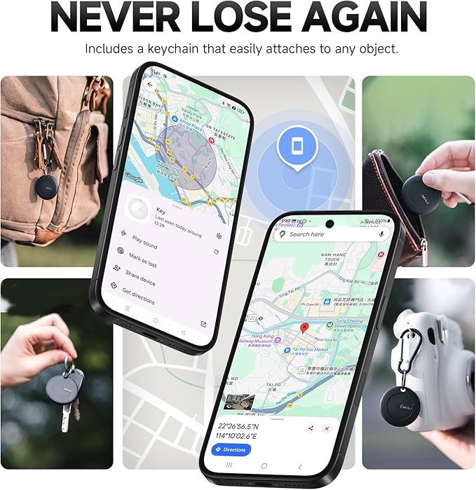 MiLi MiTag Bluetooth Tracker for Android, Smart Tracking Tag/Key Finder/Luggage Tracker/Item Locator for Google Find My Device (Find Hub) App, 1 Pack