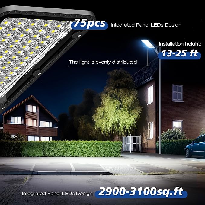 12000W Solar Street Lights Outdoor - 6500K Solar Parking Lot Lights Commercial Dusk to Dawn, Heavy Duty Split Type LED Solar Street Light Remote Control, Street Lights for Yard/Driveway